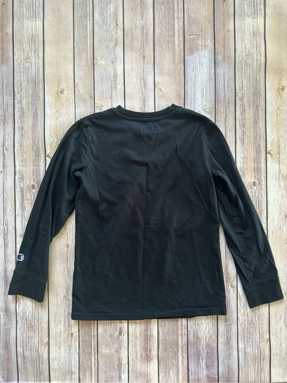 Champion Black Long Sleeve Shirt with Camo Green Logo